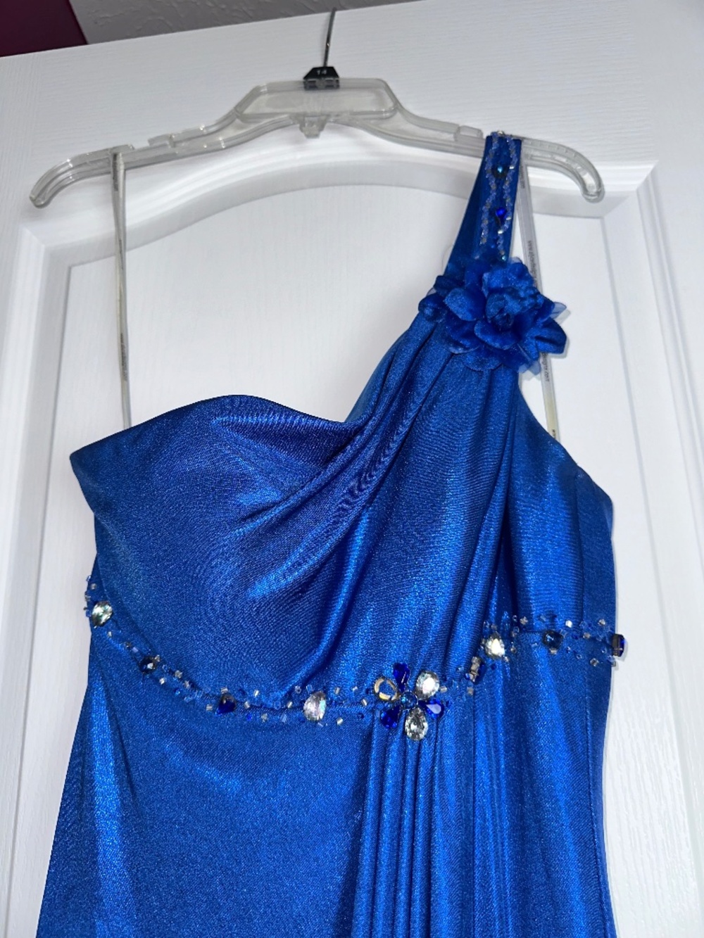 Draped Floor Length One Shoulder Formal Gown